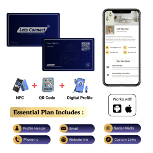 Digital Virtual Business Card with NFC - Digital - QR Code - Navy - Name+QR (Essential)